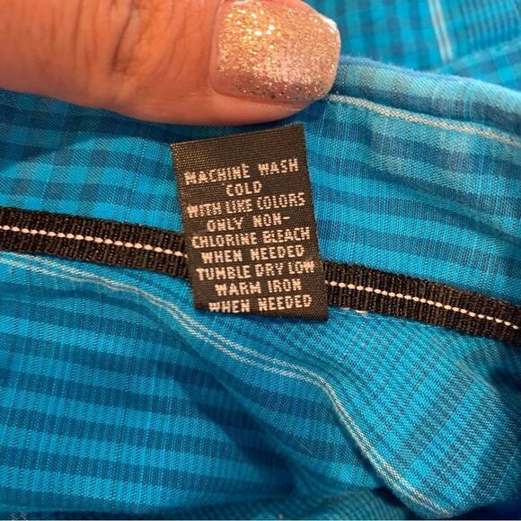 Men’s Alfani Regular Fit Button Down Plaid Shirt Turquoise Size XL - Picture 10 of 10